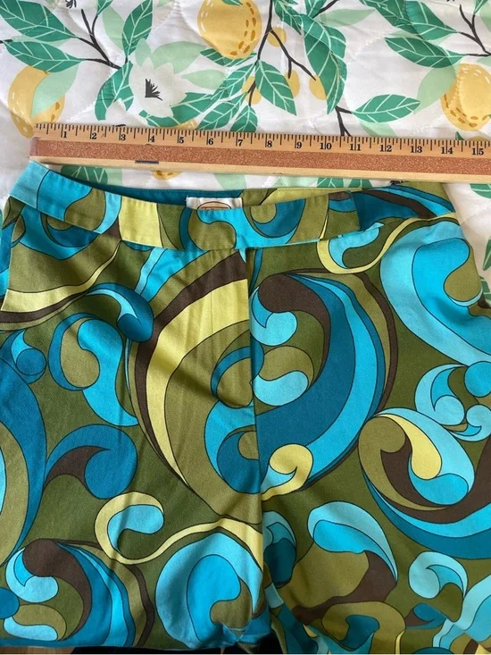 Talbots Turquoise & Lime Crop Pants 8 Psychedelic Bold Swirl Stretch Paisley - Picture 16 of 16
